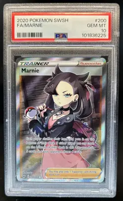 2020 Pokemon SWSH Marnie #200/202 PSA 10 GEM MINT - Image 1