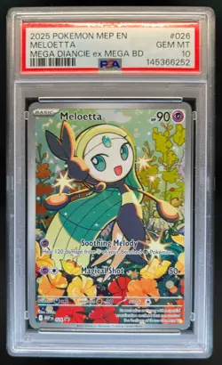 2025 Pokemon MEP Black Star Promos Meloetta #026 PSA 10 GEM MINT - Image 1
