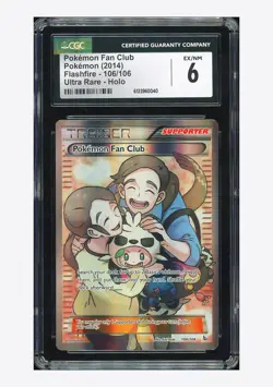 Pokemon CGC 6 Pokemon Fan Club Ultra Rare 2014 106/106 Flashfire English - Image 1