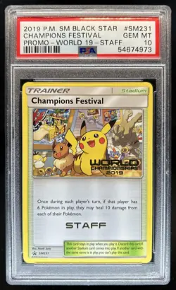 2019 Pokemon World 19 Staff Promo Champions Festival #SM231 PSA 10 GEM MINT - Image 1