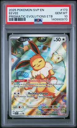 2025 Pokemon SVP173 Eevee PSA 10 Gem Mint - Prismatic Evolutions ETB - Image 1