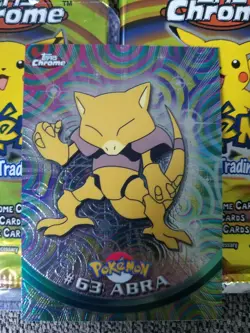 2000 Topps Chrome Pokemon Series 1 Abra Base Card Perfect Corners - Image 1