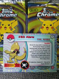 2000 Topps Chrome Pokemon Series 1 Abra Base Card Perfect Corners - Image 2