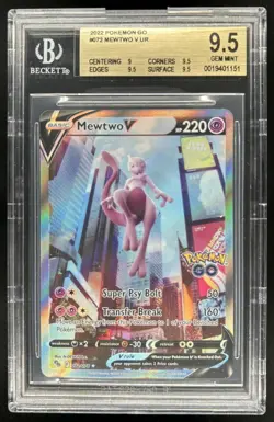 2022 Pokemon SWSH Pokemon GO Mewtwo V #072/078 BGS 9.5 - Image 1