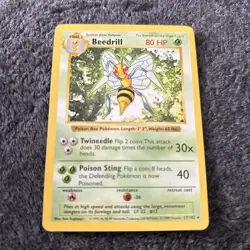 Pokemon TCG Beedrill Base Set Shadowless Unlimited 17/102 MP - Image 1