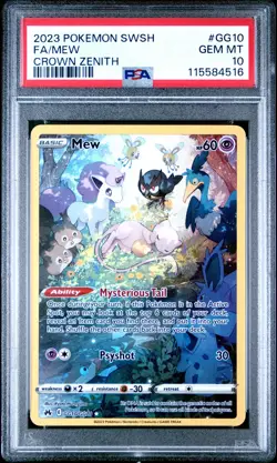 2023 POKEMON SWORD & SHIELD CROWN ZENITH #GG10 FULL ART/MEW PSA 10 - Image 1