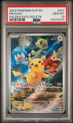 2023 POKEMON SVP EN-SV BLACK STAR PROMO #027 PIKACHU PSA 10 - Image 1
