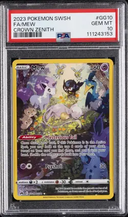 2023 POKEMON SWORD & SHIELD CROWN ZENITH #GG10 FULL ART/MEW PSA 10 - Image 1