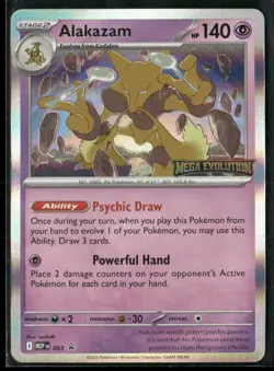 2025 Pokemon MEP Black Star Promo Alakazam Mega Evolution Prerelease Staff #003 - Image 1