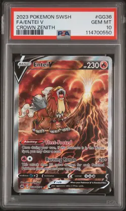 2023 POKEMON SWORD & SHIELD CROWN ZENITH #GG36 FULL ART/ENTEI V PSA 10 - Image 1
