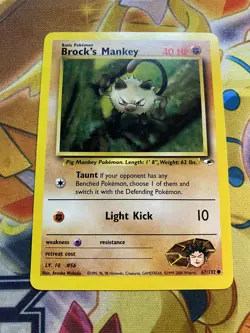 Brock's Mankey 67/132 Common Gym Heroes Unlimited Pokemon Card Near Mint - Image 1