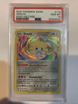 2021 Pokemon Vivid Voltage 119/185 Jirachi Amazing Rare Holo PSA 10 Graded QTY - Image 1
