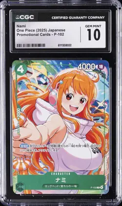 2025 ONE PIECE JPN PROMO CARDS #P-102 NAMI CGC 10 GEM MINT - Image 1