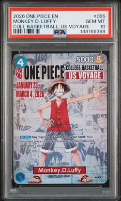 2026 ONE PIECE PROMOS ONE PIECE COLLEGE BK: US VOYAGE MONKEY D. LUFFY PSA 10 - Image 1
