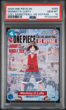 2026 ONE PIECE PROMOS ONE PIECE COLLEGE BK: US VOYAGE MONKEY D. LUFFY PSA 10 - Image 1