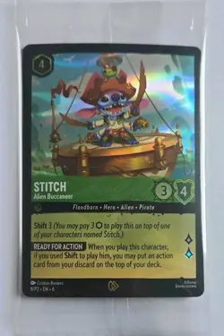 Disney Lorcana Stitch - Alien Buccaneer Promo Holo Card New in Package - Image 1