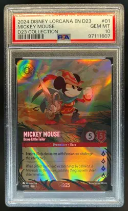 2024 Disney Lorcana Mickey Mouse Brave Little Tailor D23 Collection #01 PSA 10 - Image 1