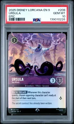 2025 DISNEY LORCANA EN 9-FABLED EPIC #208 URSULA - SEA WITCH PSA 10 - Image 1