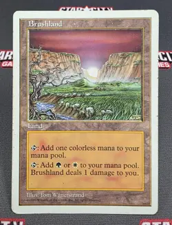 MTG Brushland- DAMAGED -5th Edition Magic the Gathering Card #412 - Image 1
