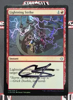 MTG FOIL Lightning Strike- Signed -Ixalan Magic the Gathering Card #149 - Image 1