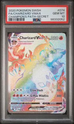 PSA 10 GEM MINT Charizard VMAX 074/073 2020 Champion's Path Pokemon Card - Image 1