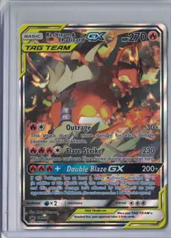 Reshiram & Charizard GX SM201 Sun & Moon Black Star Promo Pokemon Card - Image 1