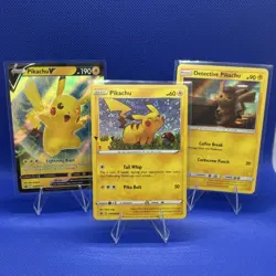 Pokemon Promo Holo Card Lot - Detective Pikachu, Pikachu, Pikachu V - 3 Cards - Image 1