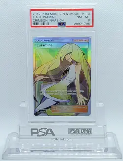 Pokemon CRIMSON INVASION LUSAMINE #110 FULL ART HOLO FOIL CARD PSA 8 NM-MT #* - Image 2