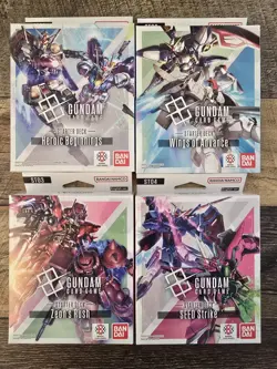 GUNDAM TCG CARD GAME STARTER DECK SET OF FOUR ST01 ST02 ST03 ST04 ENGLISH - Image 1