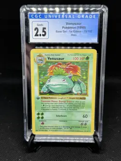 CGC 2.5 Venusaur 1999 Base Set 15/102 Shadowless Holo Pokemon Card - Image 1