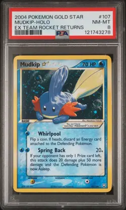 PSA 8 Mudkip Gold Star ex Team Rocket Returns 107/109 2004 Pokemon Card - Image 1