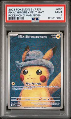 2023 POKEMON SVP POKEMON X VAN GOGH PIKACHU WITH GREY FELT HAT PSA 9 - Image 1