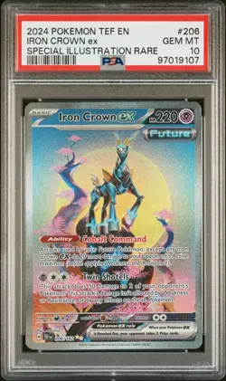 2024 POKEMON TEMPORAL FORCES SPECIAL ILLUSTRATION RARE #206 IRON CROWN EX PSA 10 - Image 1