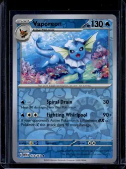 2023 Pokemon SV 151 Vaporeon Reverse Holo #134/165 - Image 1