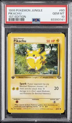 1999 POKEMON JUNGLE 1ST EDITION #60 PIKACHU PSA 10 - Image 1