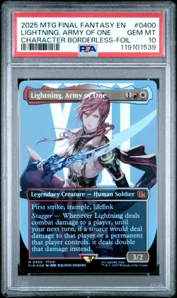 PSA 10 Gem Mint - Lightning, Army of One - 400 Borderless Foil - FINAL FANTASY - Image 1