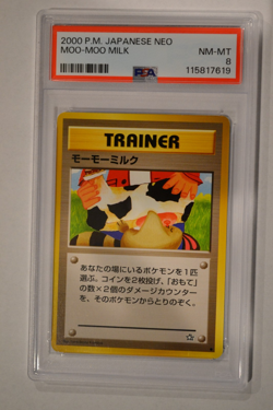 BANNED 2000 Pokemon Moo Moo Milk Neo Genesis Japanese Pokemon Trainer PSA 8 - Image 1