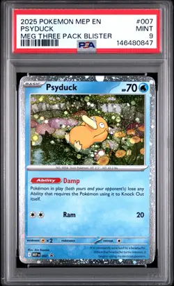 2025 POKEMON MEGA EVOLUTION THREE PACK BLISTER PSYDUCK PSA 9 - Image 1