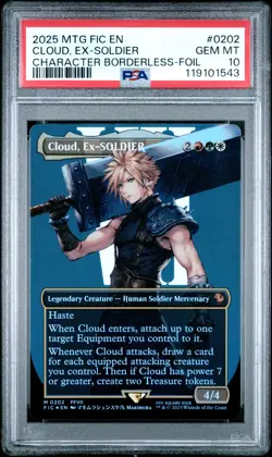 PSA 10 Gem Mint - Cloud, Ex-SOLDIER Borderless Foil - Commander: FINAL FANTASY - Image 1