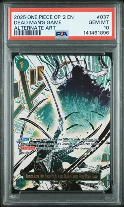 2025 ONE PIECE OP12 ALTERNATE ART #037 DEAD MAN'S GAME PSA 10 - Image 1