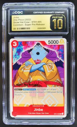 2022 ONE PIECE JINBE SUPER PRE-RELEASE ST01-005 CGC 10 PRISTINE B PT - Image 1
