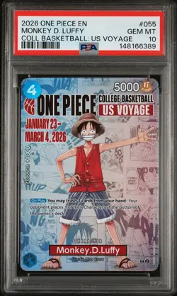 2026 ONE PIECE PROMOS ONE PIECE COLLEGE BK: US VOYAGE MONKEY D. LUFFY PSA 10 - Image 1