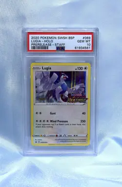 Pokemon Lugia Vivid Voltage STAFF Prerelease Holo Promo SWSH069 PSA 10 Gem Mint - Image 1