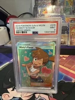 PSA 9 Misty's Favor 235/236 Unified Minds Sun & Moon Full Art 2019 Pokemon MINT - Image 1