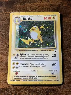 Raichu 16/130 Pokemon Base Set 2 Holo Rare Card Swirl 🌀 - Image 1