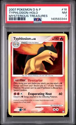 2007 Pokemon D&P Mysterious Treasures 16/123 Typhlosion Holo PSA 7 NM Card Rare - Image 1