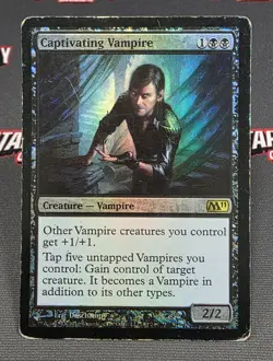 MTG FOIL Captivating Vampire- DAMAGED -Magic 2011 Magic the Gathering Card #087 - Image 1