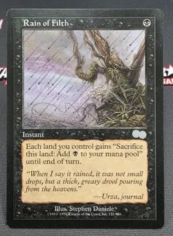 MTG Rain of Filth- DAMAGED -Urza's Saga Magic the Gathering Card #151 - Image 1
