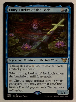 EMRY, LURKER OF THE LOCH mtg (NM) kamigawa: neon dynasty commander (NEC) rare - Image 1