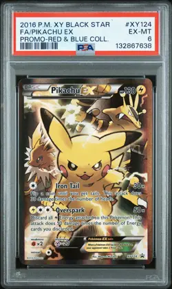 2016 POKEMON XY BLACK STAR PROMO RED & BLUE COLL FULL ART/PIKACHU EX PSA 6 - Image 1